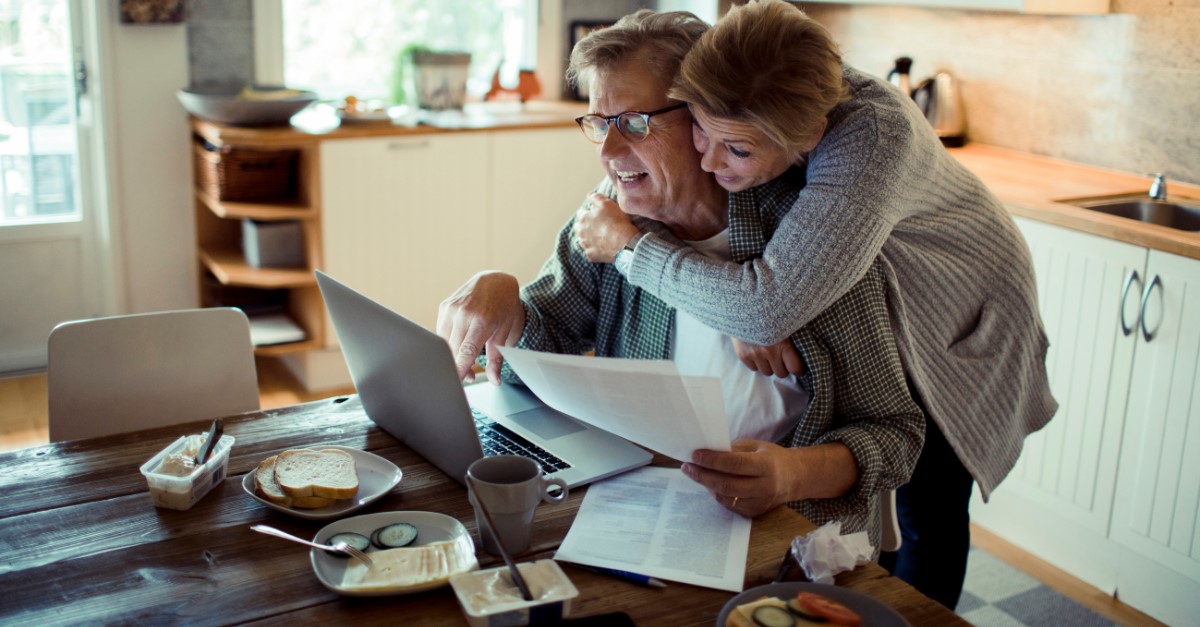 Couple reviewing gas bills at home